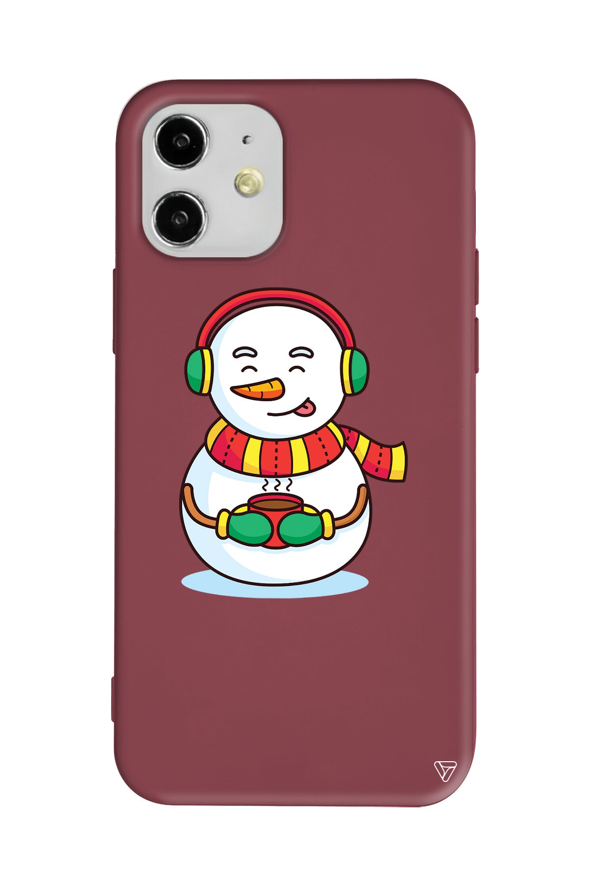 Snowman With Coffee Lansman Model İçi Kadife Silikon Telefon Kılıfı