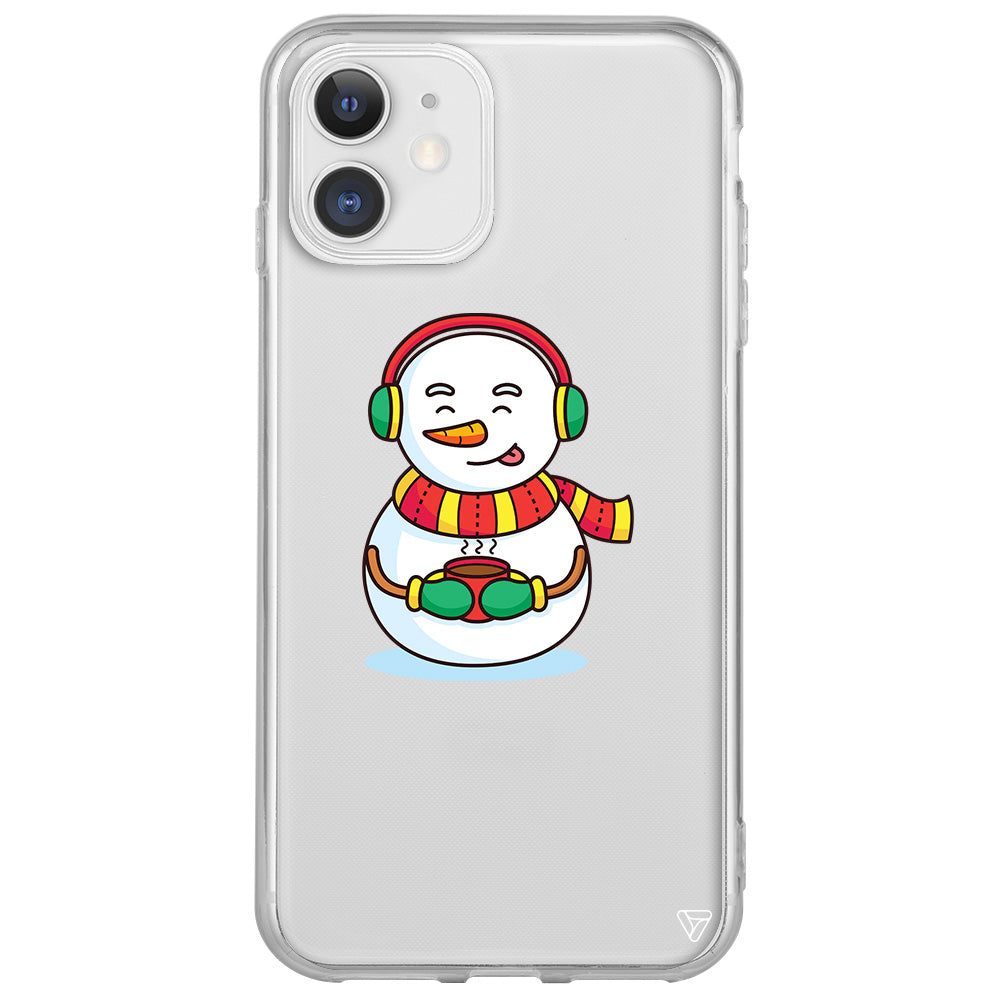 Snowman With Coffee Lansman Model İçi Kadife Silikon Telefon Kılıfı
