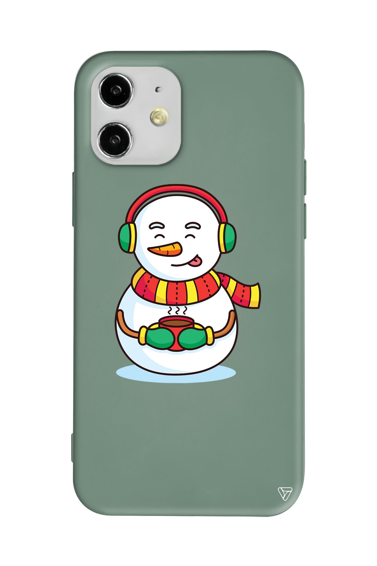 Snowman With Coffee Lansman Model İçi Kadife Silikon Telefon Kılıfı