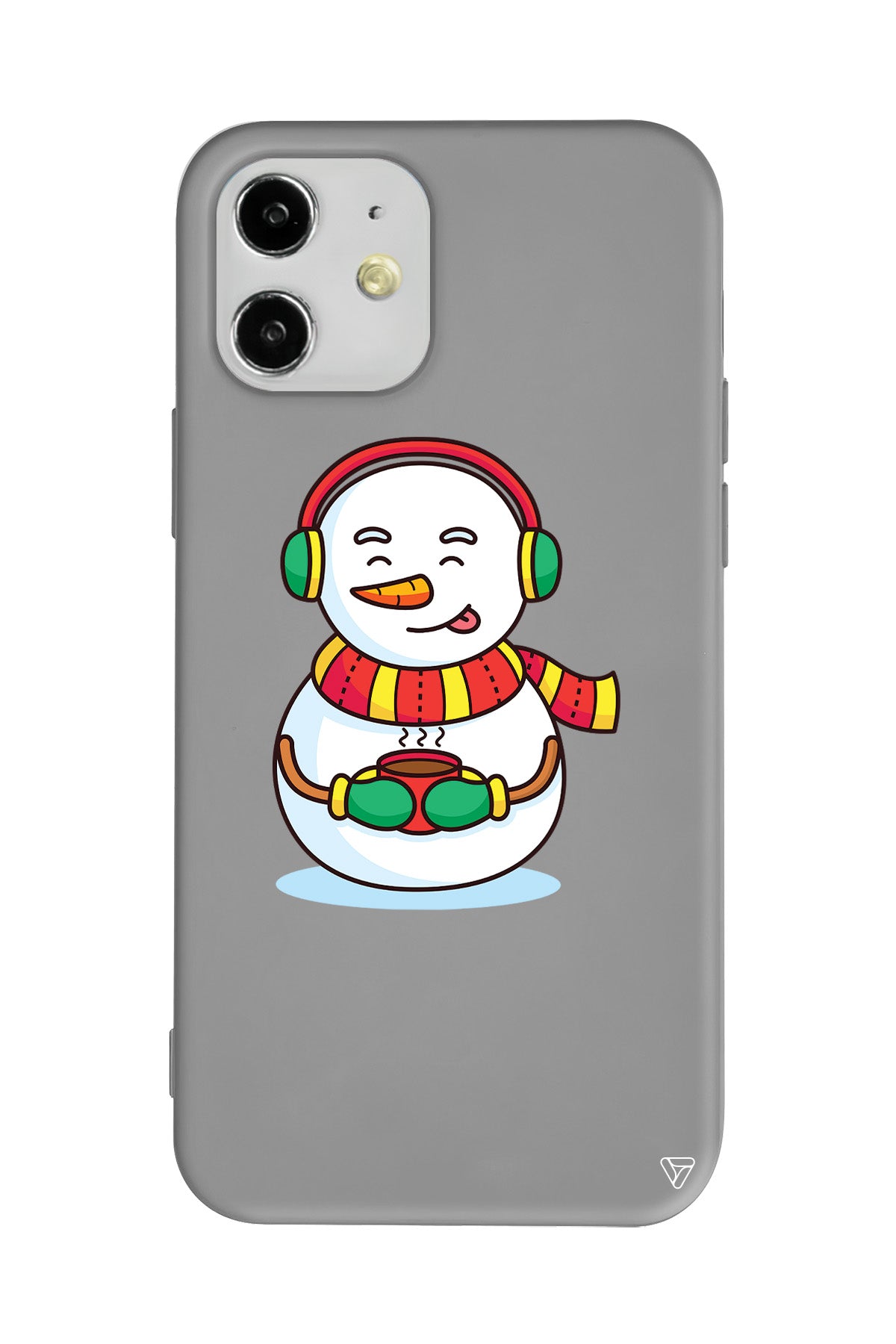 Snowman With Coffee Lansman Model İçi Kadife Silikon Telefon Kılıfı