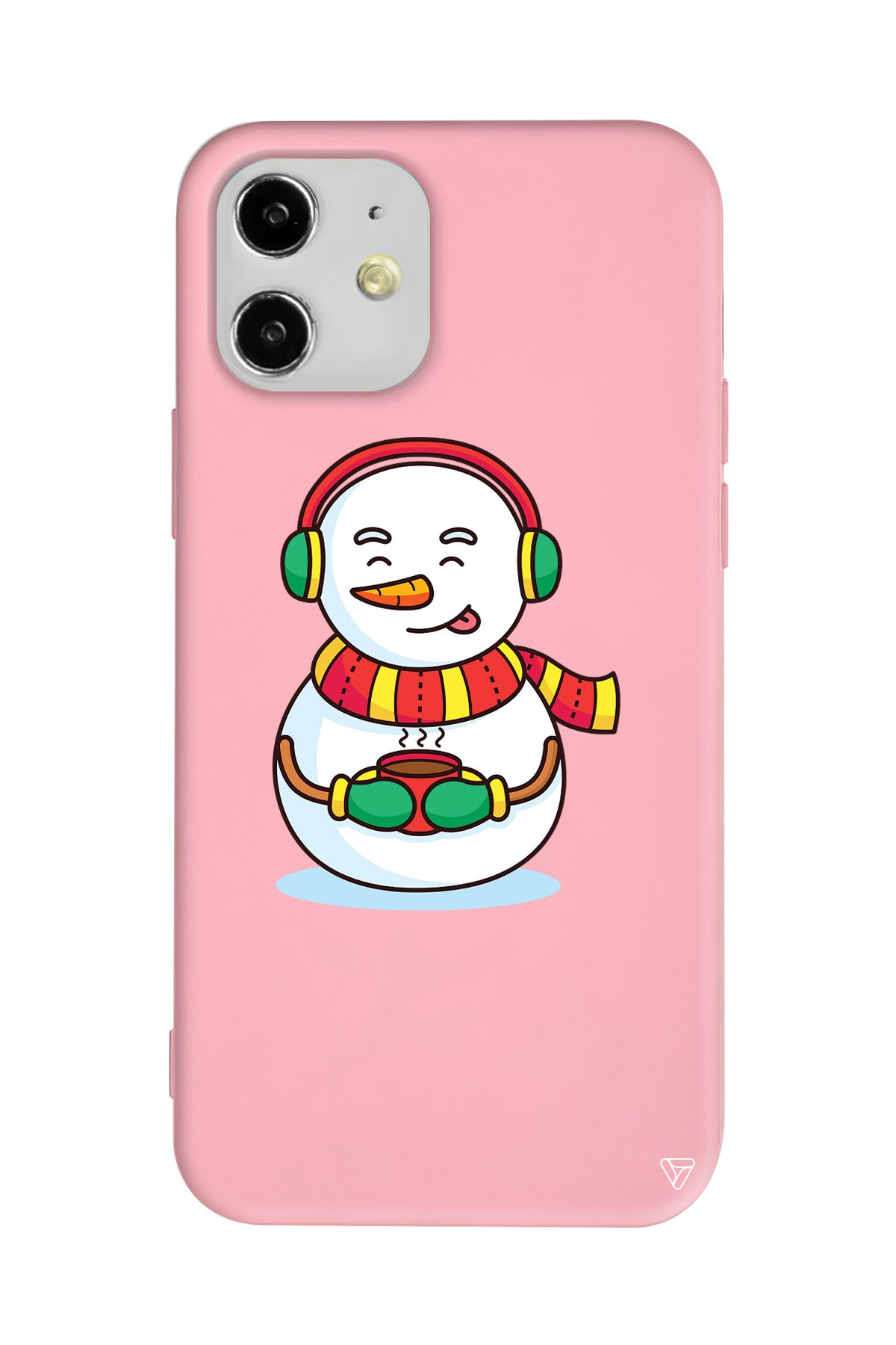Snowman With Coffee Lansman Model İçi Kadife Silikon Telefon Kılıfı