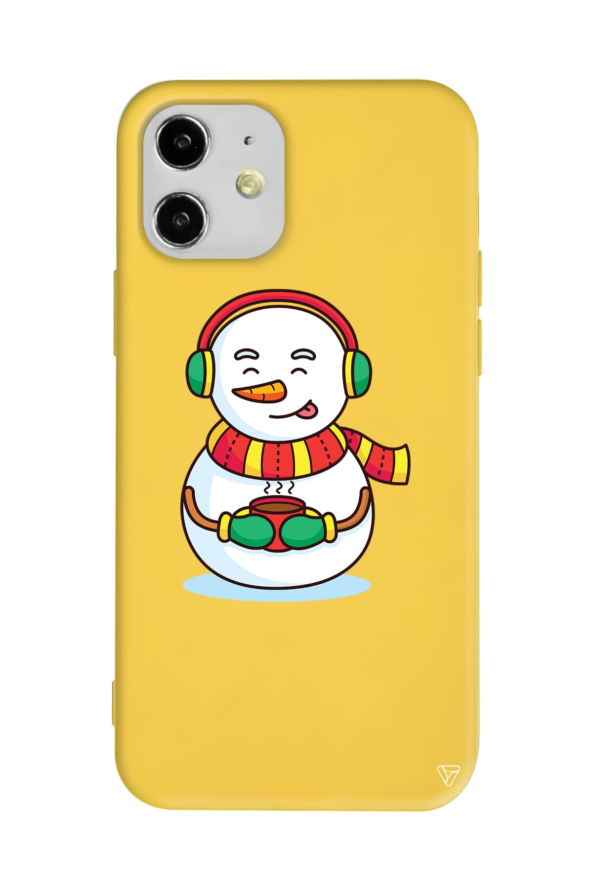 Snowman With Coffee Lansman Model İçi Kadife Silikon Telefon Kılıfı
