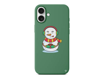 Snowman With Coffee Lansman Model İçi Kadife Silikon Telefon Kılıfı