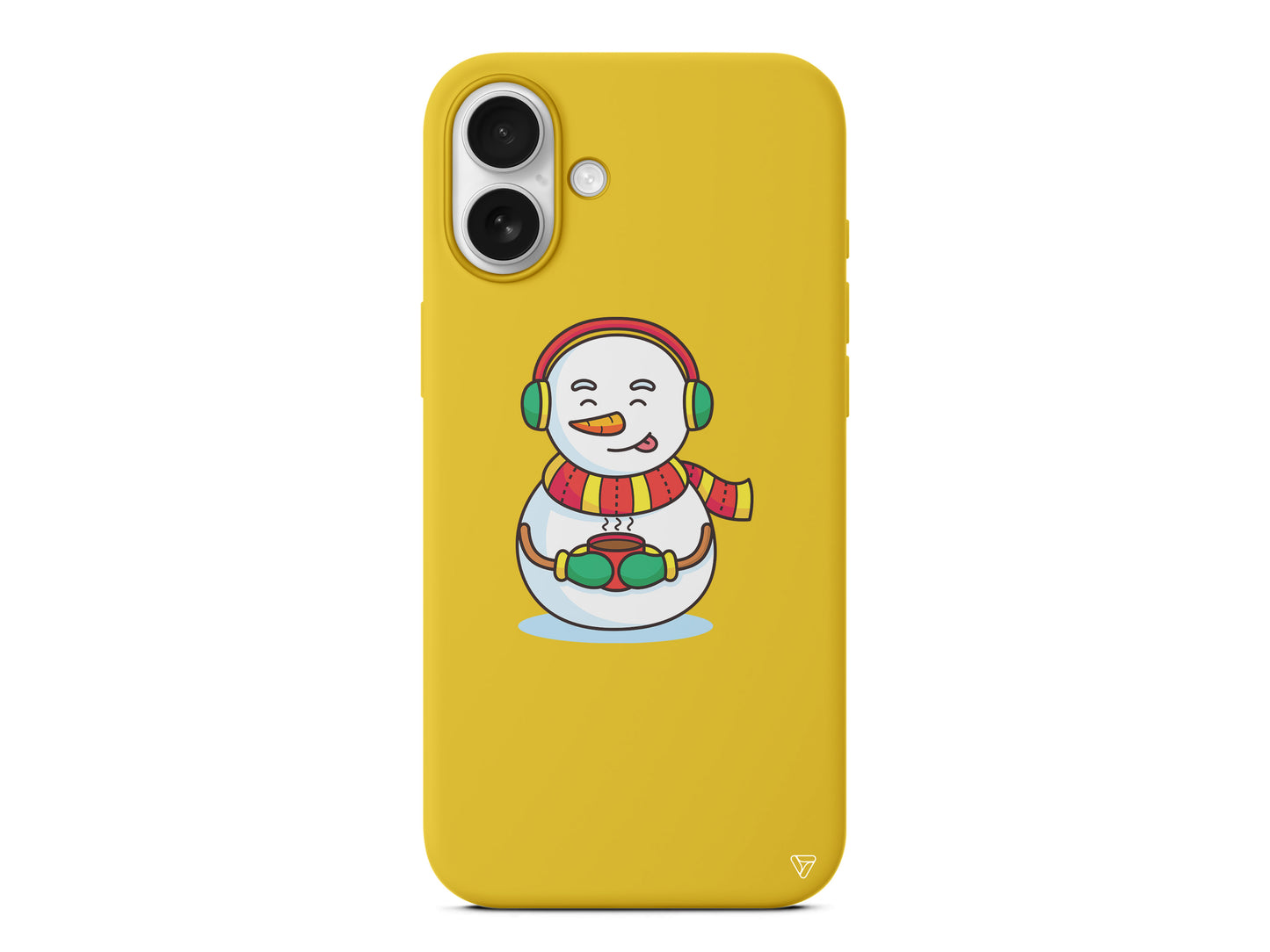 Snowman With Coffee Lansman Model İçi Kadife Silikon Telefon Kılıfı