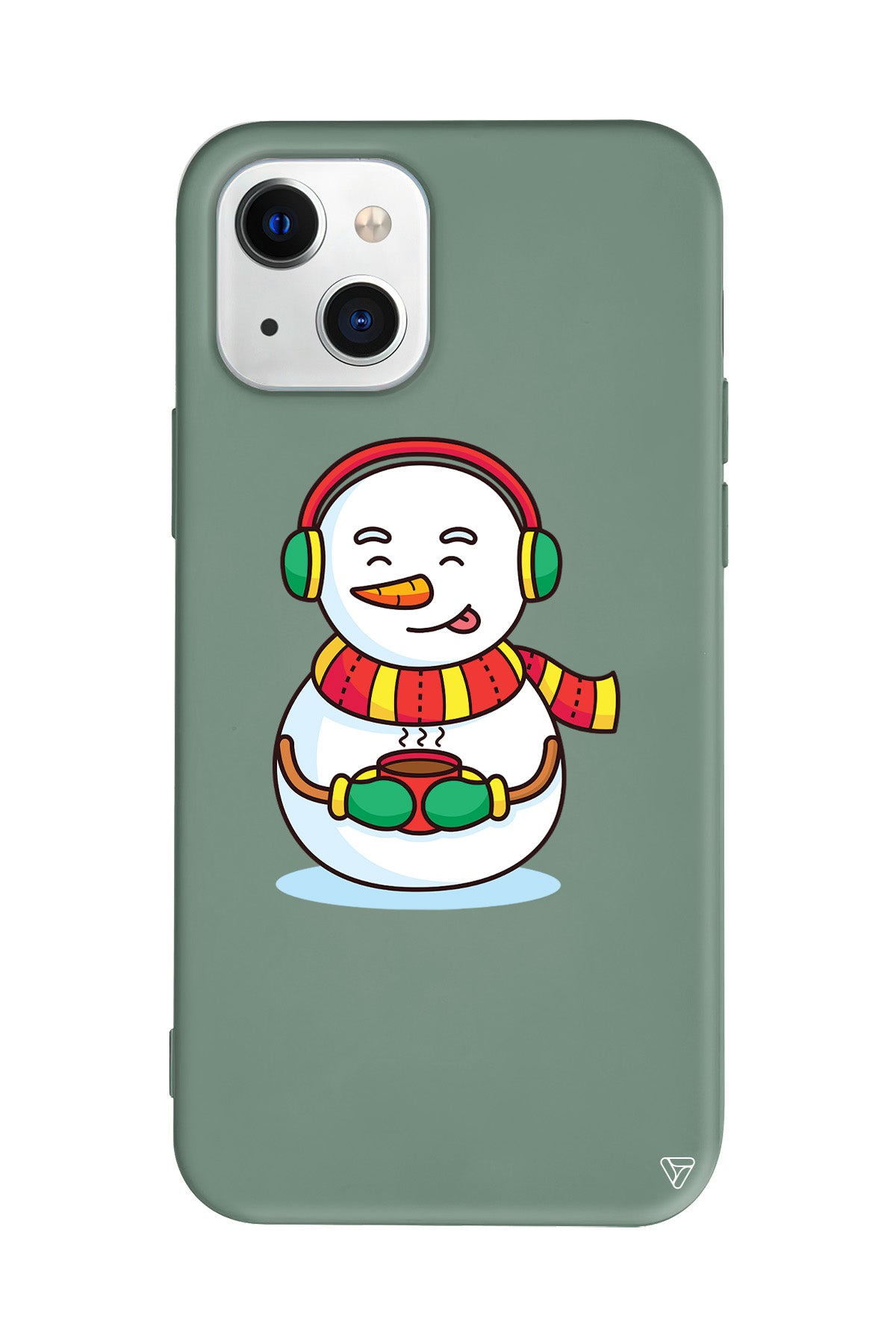 Snowman With Coffee Lansman Model İçi Kadife Silikon Telefon Kılıfı