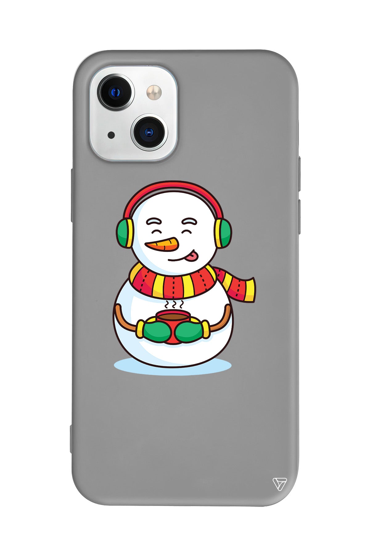 Snowman With Coffee Lansman Model İçi Kadife Silikon Telefon Kılıfı