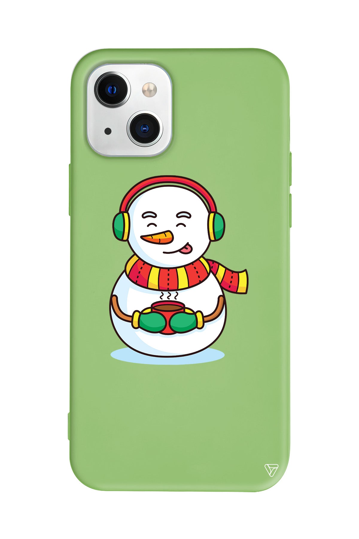 Snowman With Coffee Lansman Model İçi Kadife Silikon Telefon Kılıfı