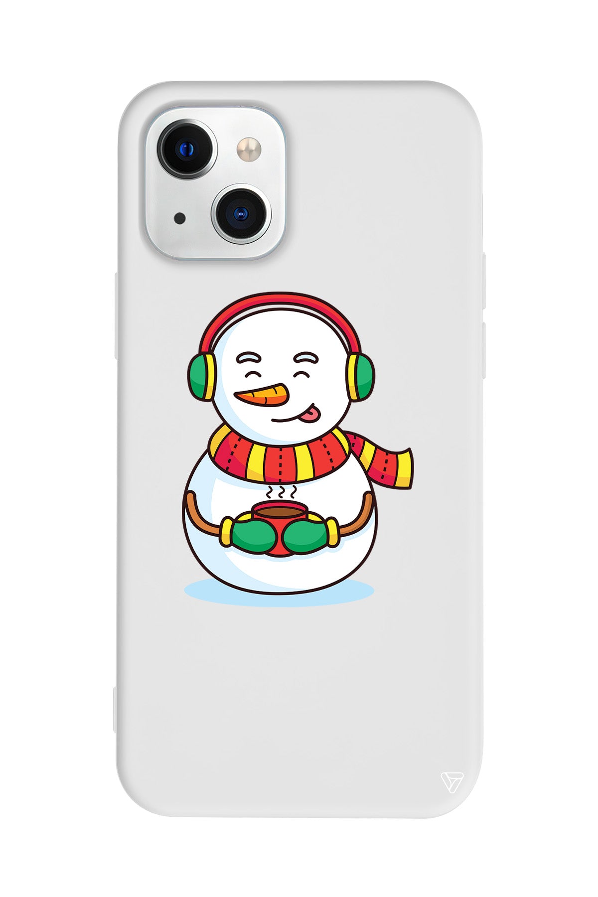 Snowman With Coffee Lansman Model İçi Kadife Silikon Telefon Kılıfı