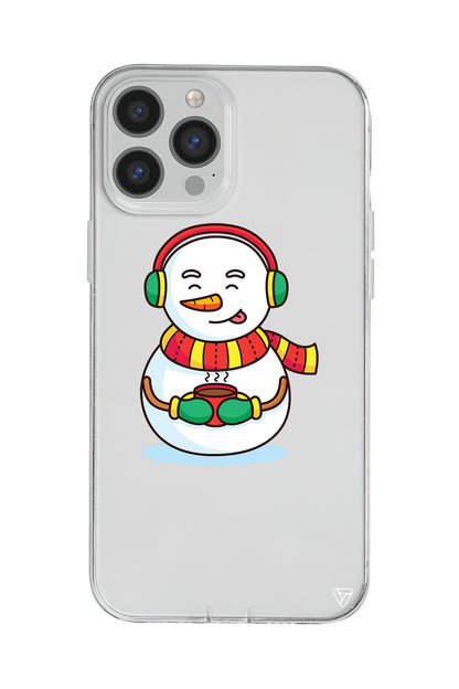 Snowman With Coffee Lansman Model İçi Kadife Silikon Telefon Kılıfı