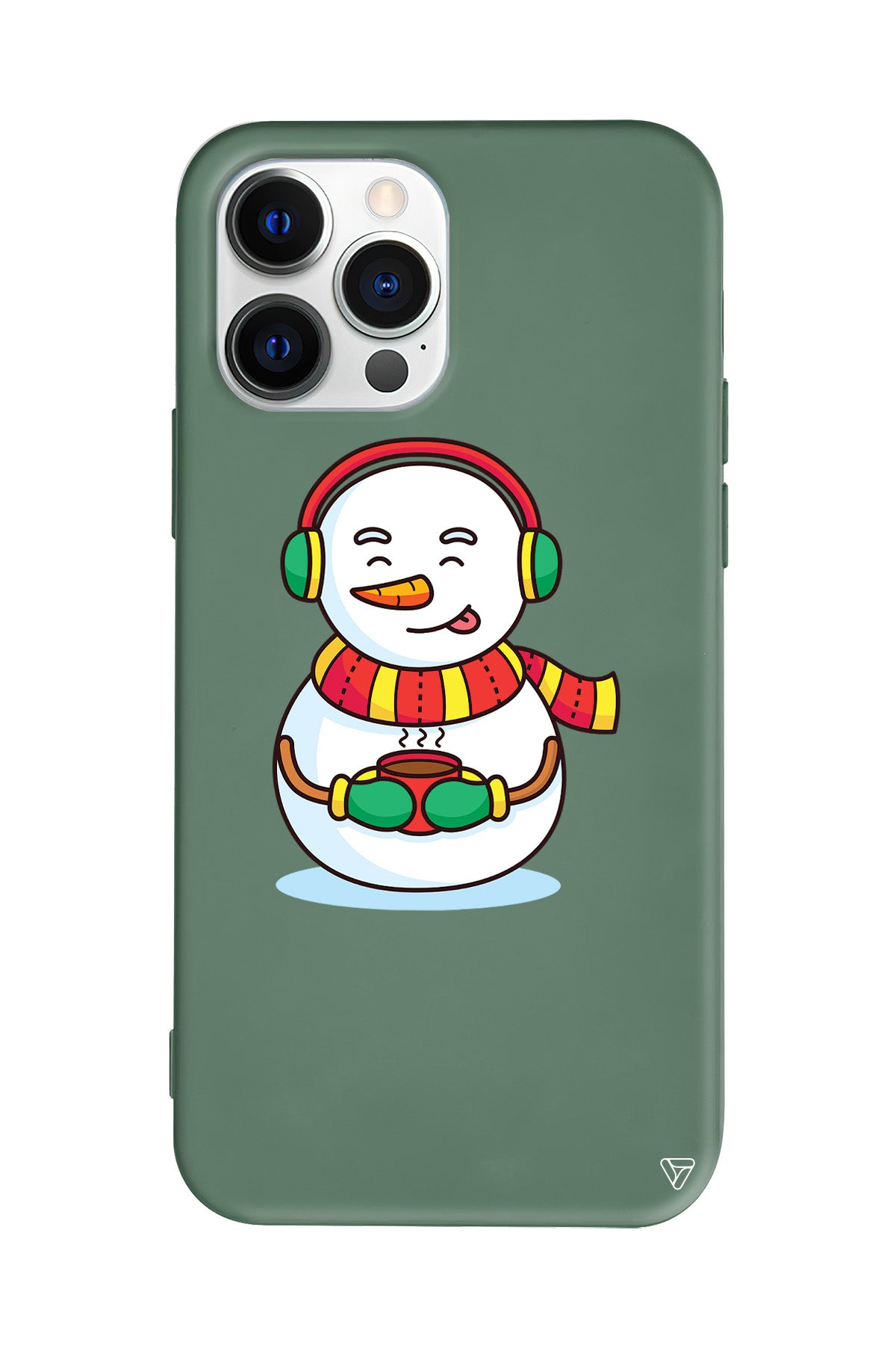 Snowman With Coffee Lansman Model İçi Kadife Silikon Telefon Kılıfı