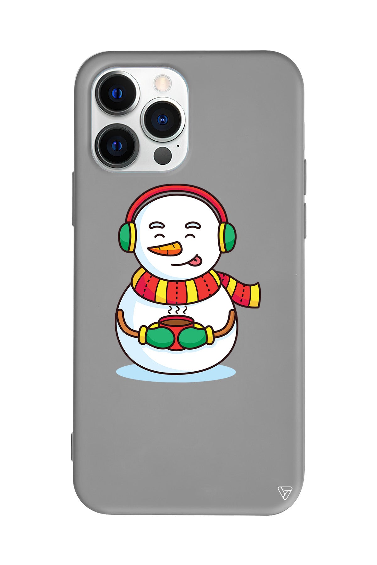 Snowman With Coffee Lansman Model İçi Kadife Silikon Telefon Kılıfı
