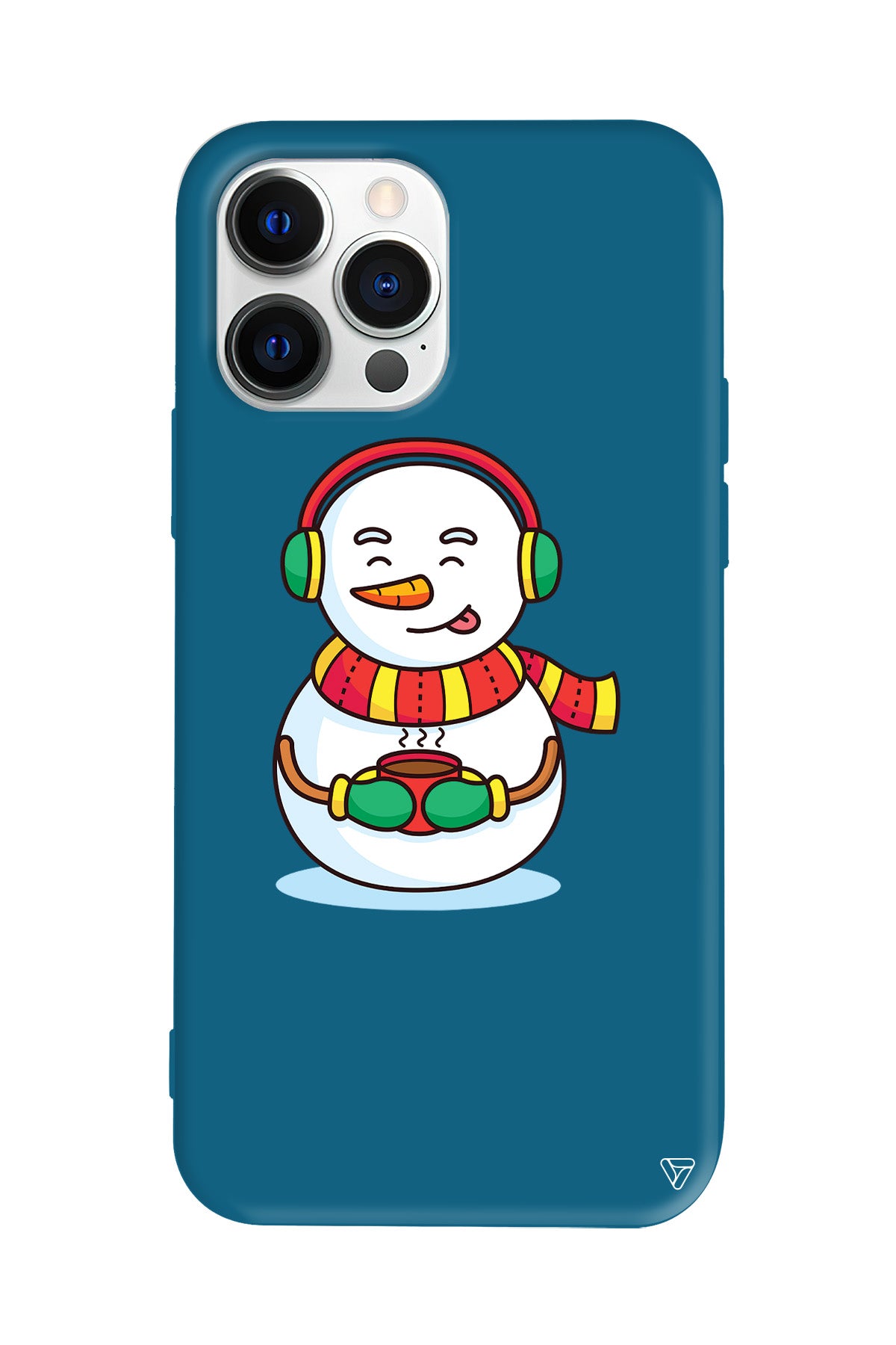 Snowman With Coffee Lansman Model İçi Kadife Silikon Telefon Kılıfı