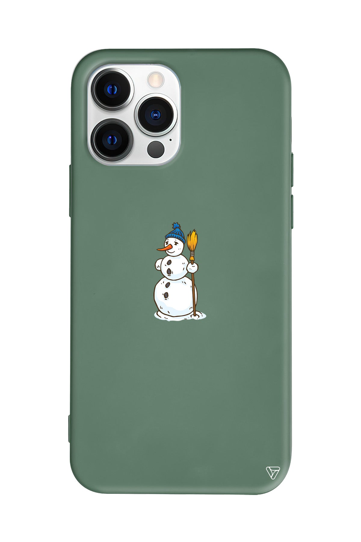 Snowman With Broom Lansman Model İçi Kadife Silikon Telefon Kılıfı