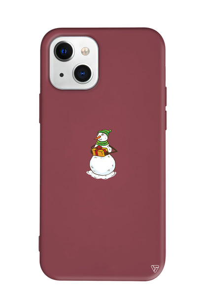 Snowman (Kardan Adam Hediye Veriyor) Lansman Model İçi Kadife Silikon Telefon Kılıfı – Plus Serisine Özel