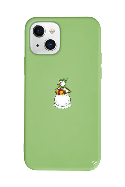 Snowman (Kardan Adam Hediye Veriyor) Lansman Model İçi Kadife Silikon Telefon Kılıfı – Plus Serisine Özel
