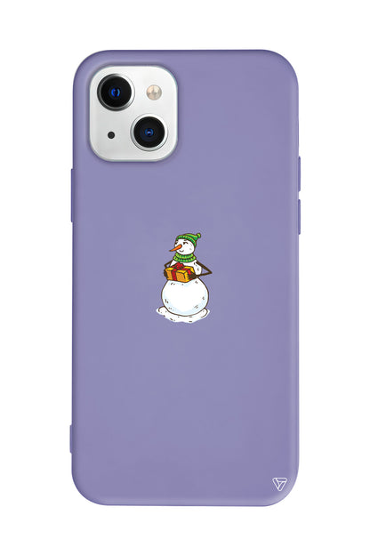 Snowman (Kardan Adam Hediye Veriyor) Lansman Model İçi Kadife Silikon Telefon Kılıfı – Plus Serisine Özel