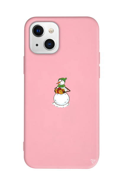 Snowman (Kardan Adam Hediye Veriyor) Lansman Model İçi Kadife Silikon Telefon Kılıfı – Plus Serisine Özel