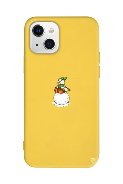 Snowman (Kardan Adam Hediye Veriyor) Lansman Model İçi Kadife Silikon Telefon Kılıfı – Plus Serisine Özel