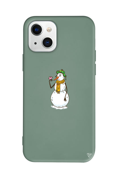 Snowman With Bird Lansman Model İçi Kadife Silikon Telefon Kılıfı
